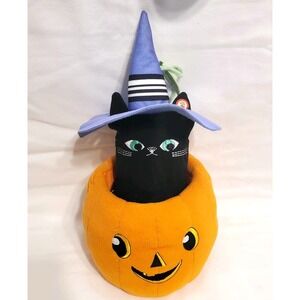 Hallmark Black Cat Witch w/ Pumpkin Motion Sound  Spooky Halloween